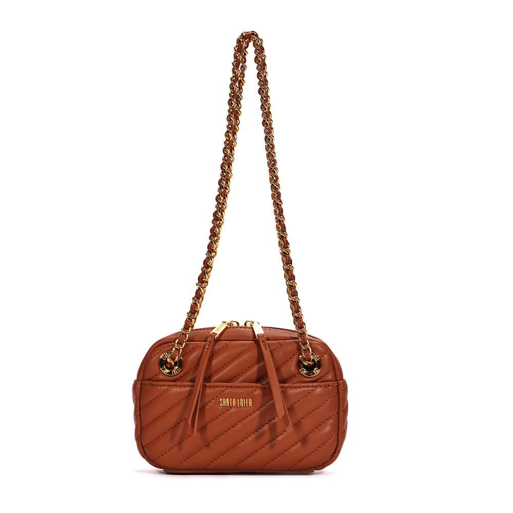 Bolsa Transversal Santa Lolla Caramelo Alça Corrente