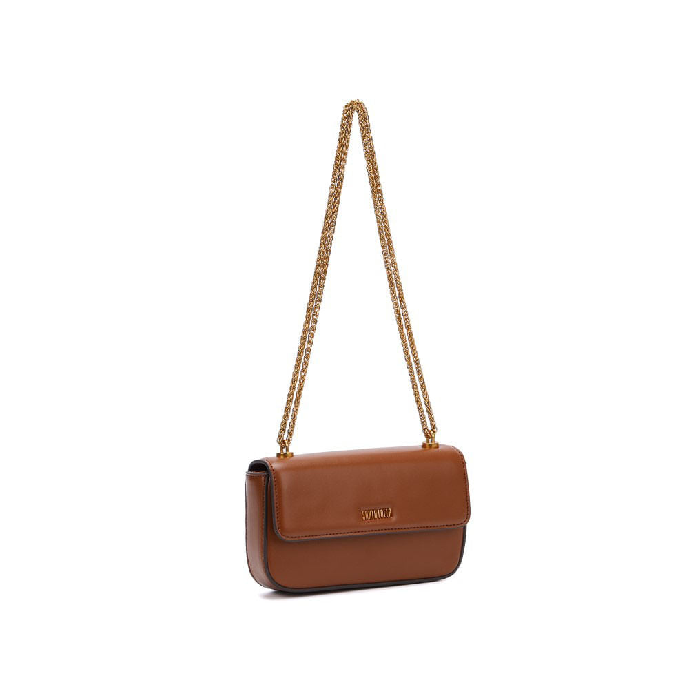 Bolsa Transversal Santa Lolla Caramelo Alça Correntes