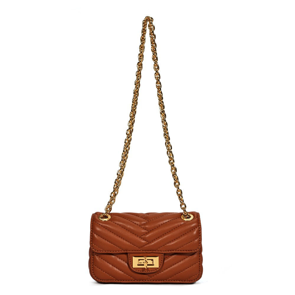 Bolsa Transversal Santa Lolla Caramelo Alça Correntes