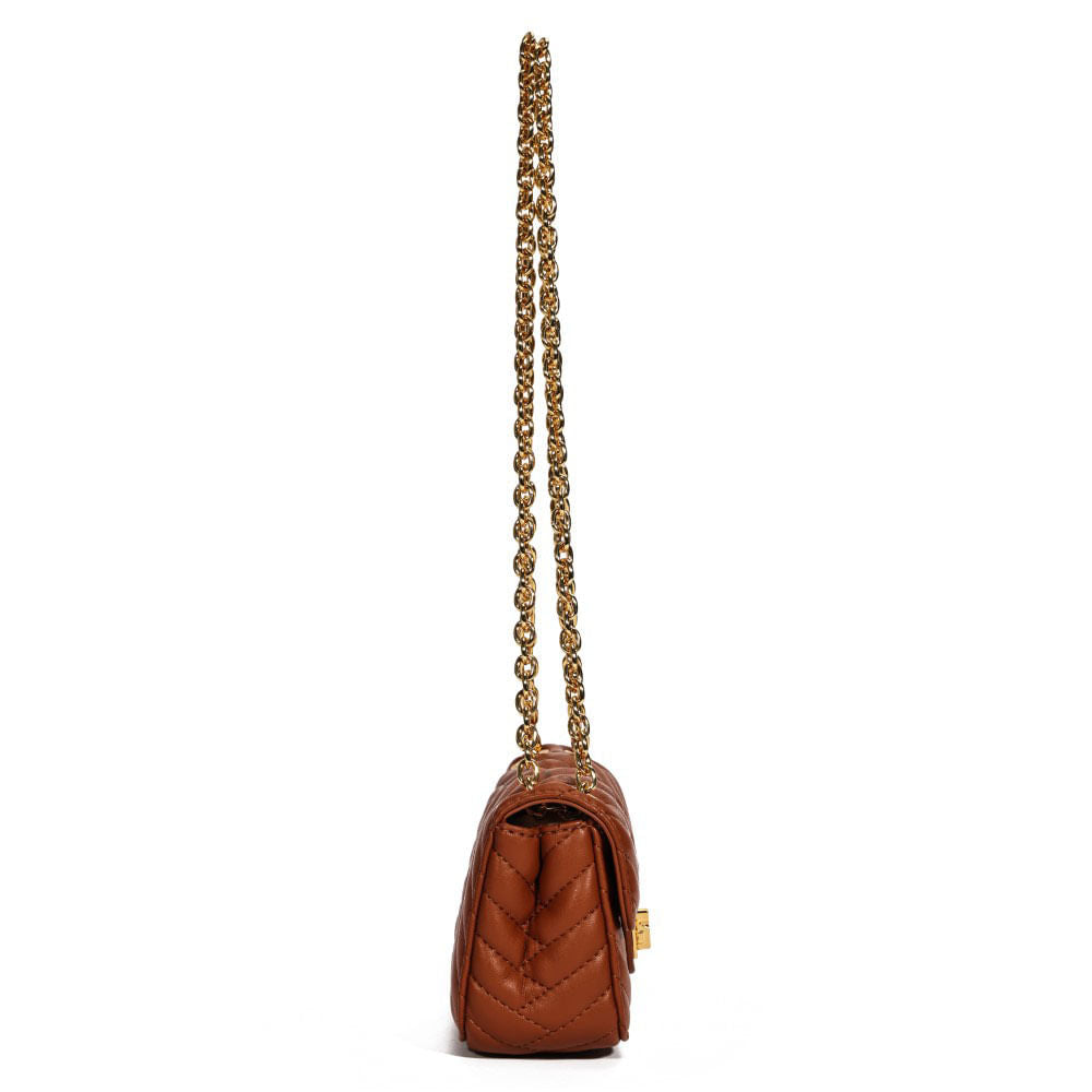 Bolsa Transversal Santa Lolla Caramelo Alça Correntes
