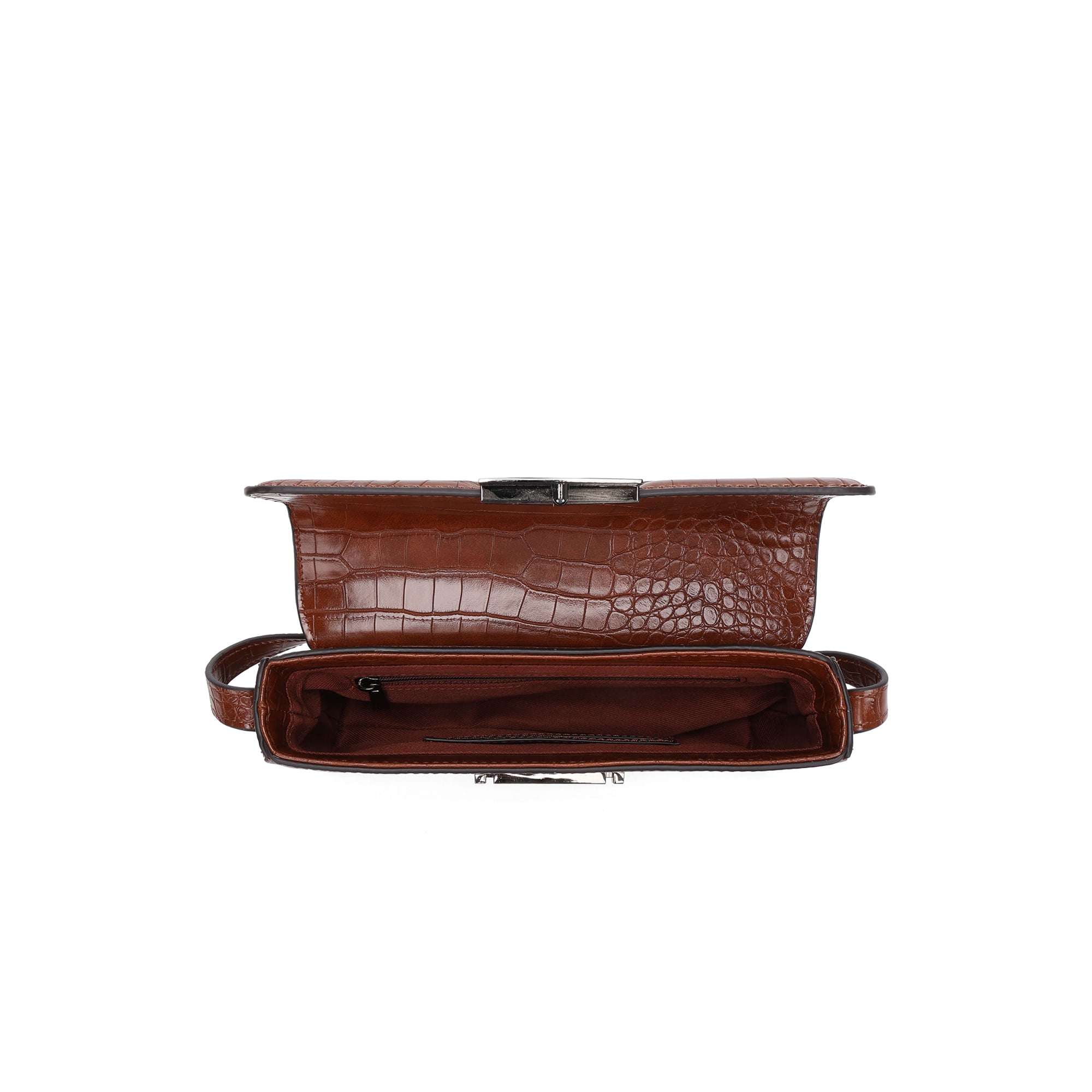 Bolsa Transversal Caramelo Croco Santa Lolla - 0470.5F6A.0379.038B