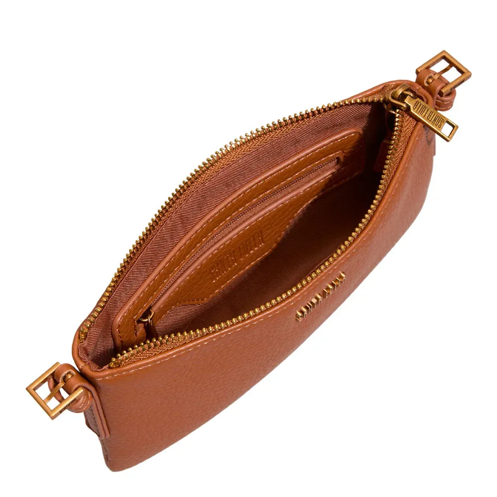 Bolsa Transversal Santa Lolla Caramelo Floater Zíper Dourado
