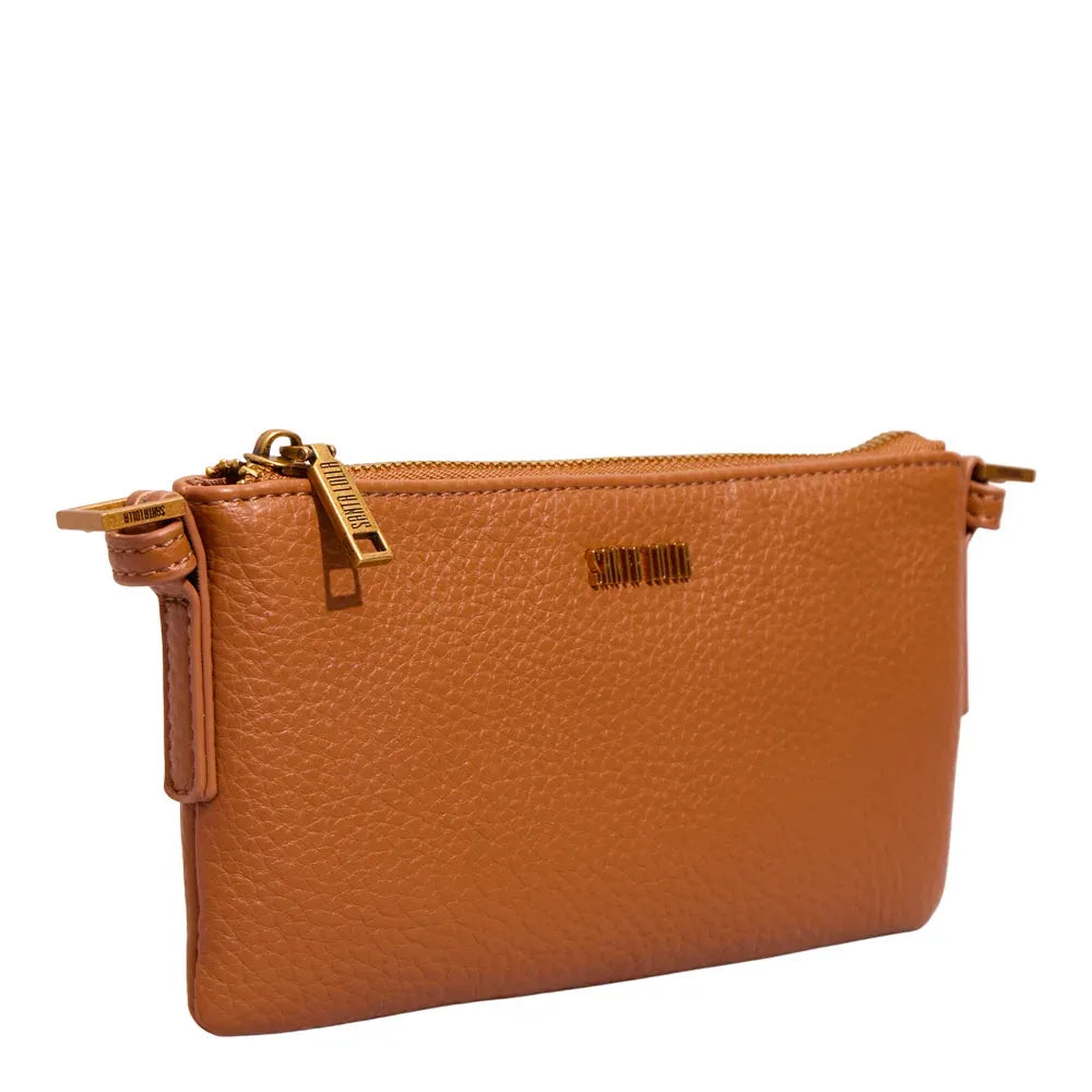 Bolsa Transversal Santa Lolla Caramelo Floater Zíper Dourado