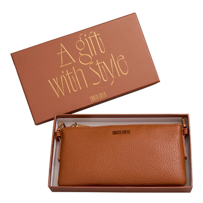 Bolsa Transversal Santa Lolla Caramelo Floater Zíper Dourado