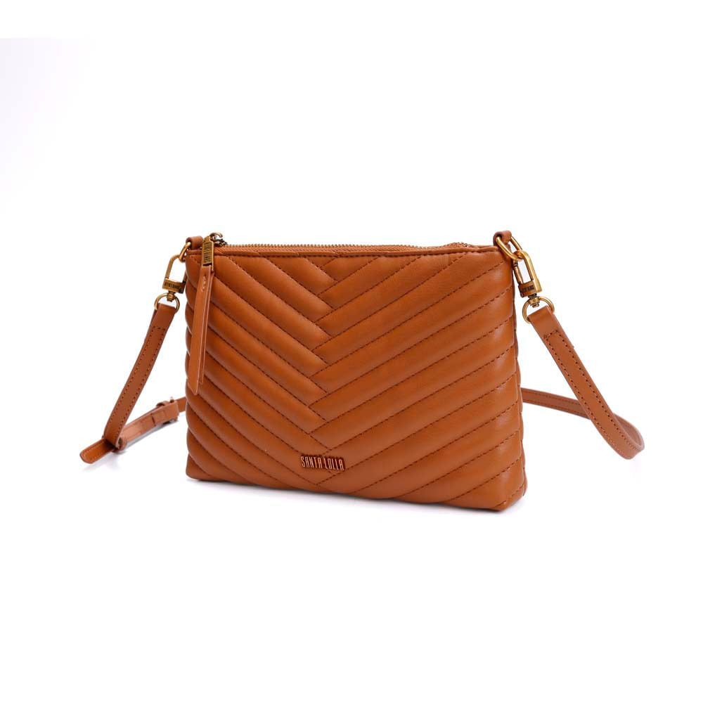 Bolsa Transversal Santa Lolla Caramelo Matelassê