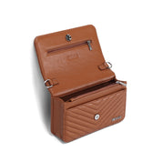 Bolsa Transversal Santa Lolla Caramelo Matelassê Chevron