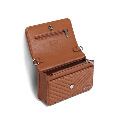 Bolsa Transversal Santa Lolla Caramelo Matelassê Chevron