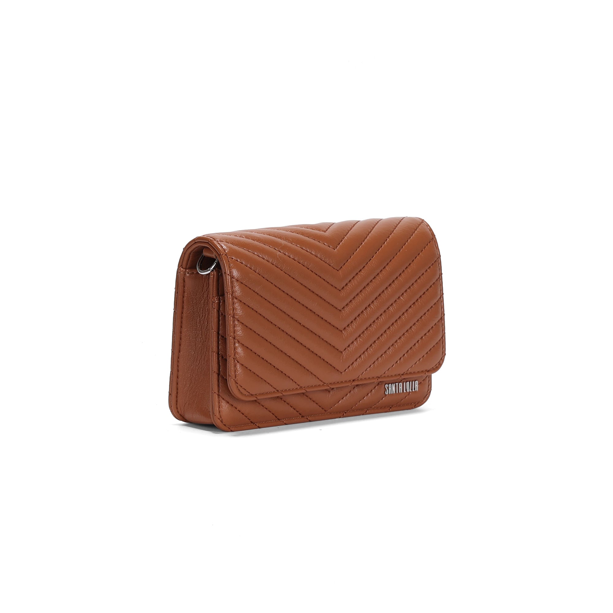 Bolsa Transversal Santa Lolla Caramelo Matelassê Chevron
