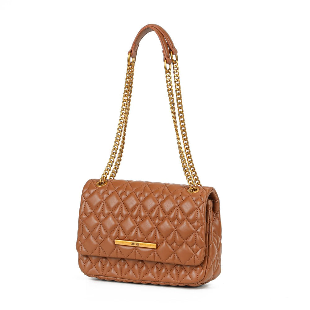 Bolsa Transversal Santa Lolla Caramelo Matelassê Corrente