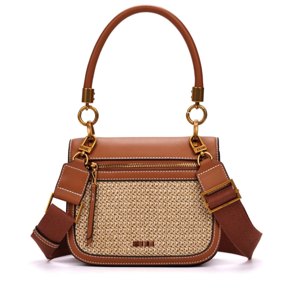 Bolsa Transversal Santa Lolla Caramelo Tramado