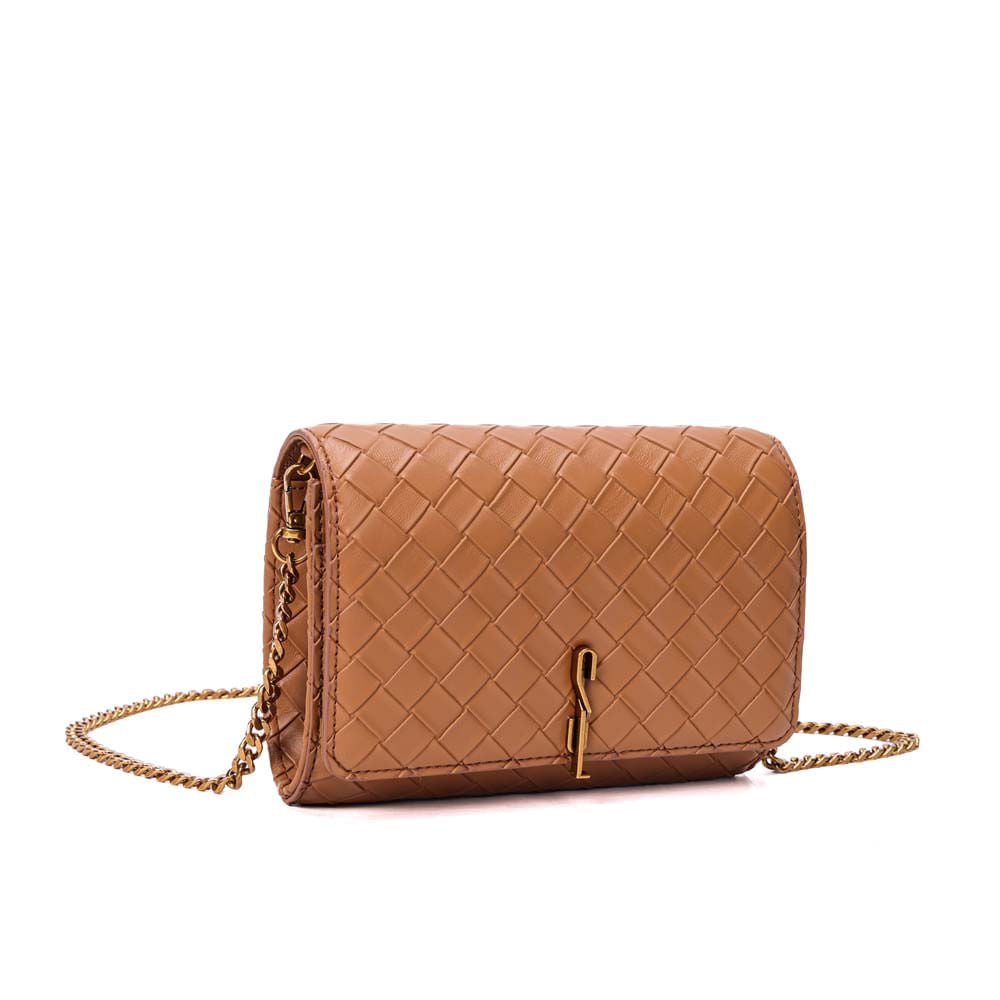 Bolsa Transversal Santa Lolla Caramelo Tressê Corrente