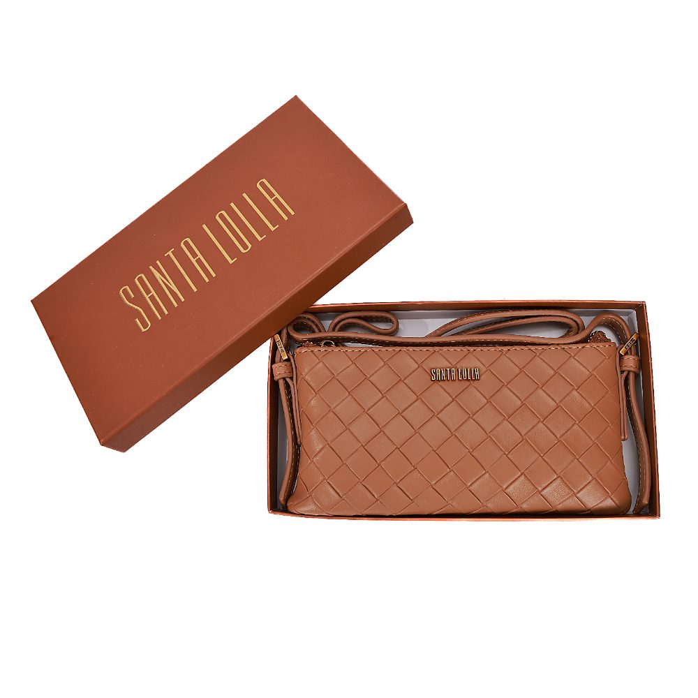 Bolsa Transversal Santa Lolla Caramelo Tresse Zíper