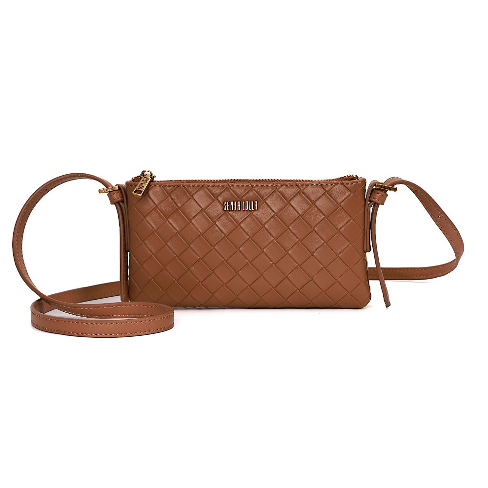 Bolsa Transversal Santa Lolla Caramelo Tresse Zíper