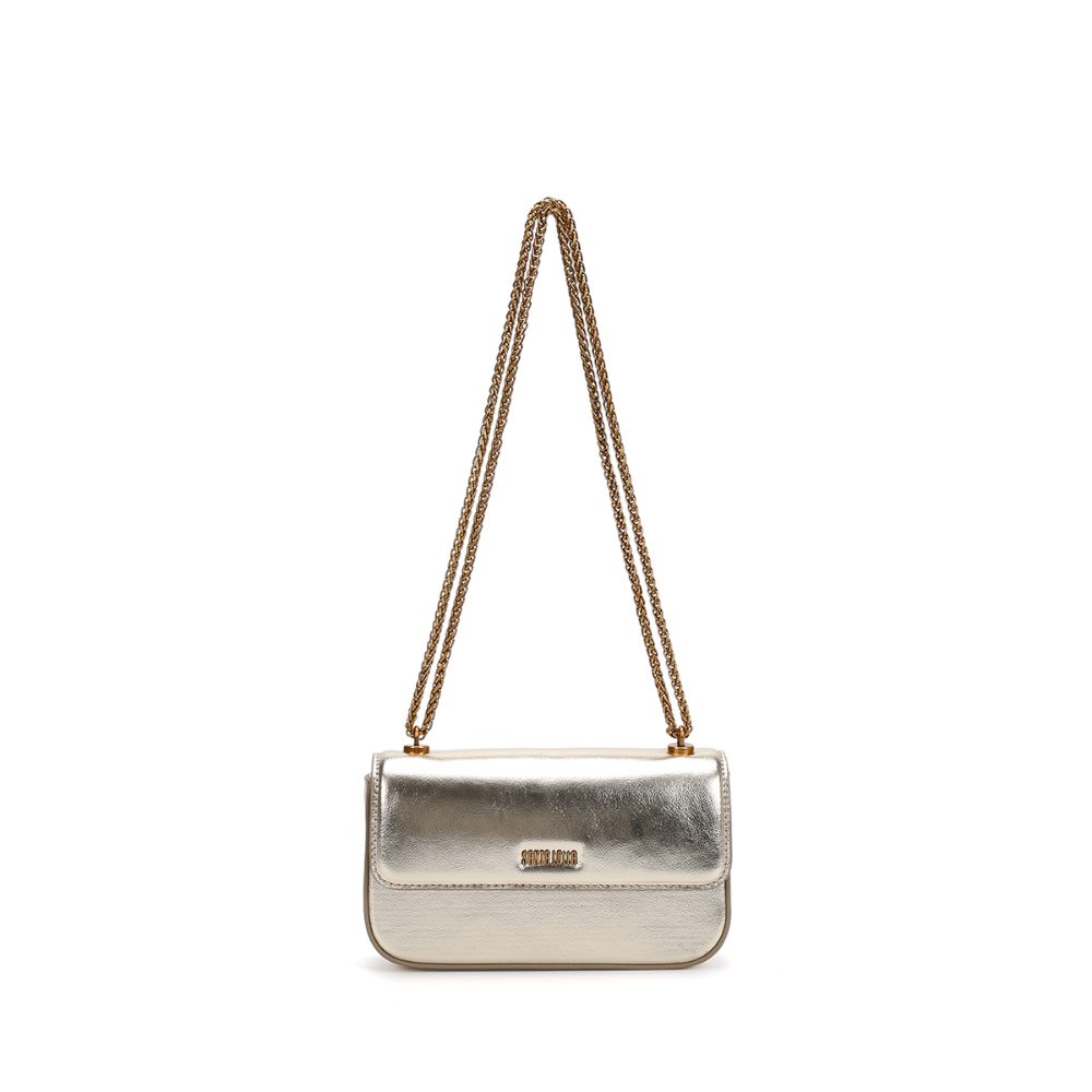 Bolsa Transversal Santa Lolla Dourada Alça Corrente
