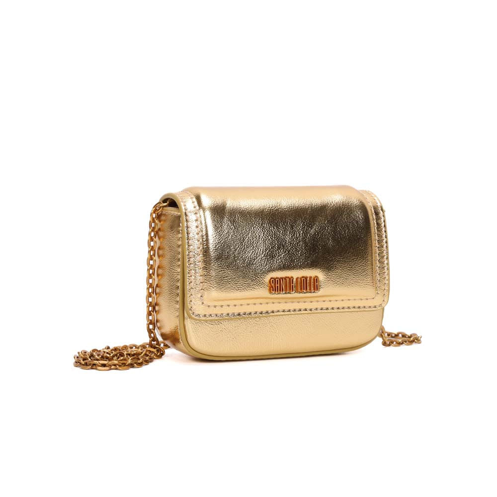 Bolsa Transversal Santa Lolla Dourada Alça Corrente
