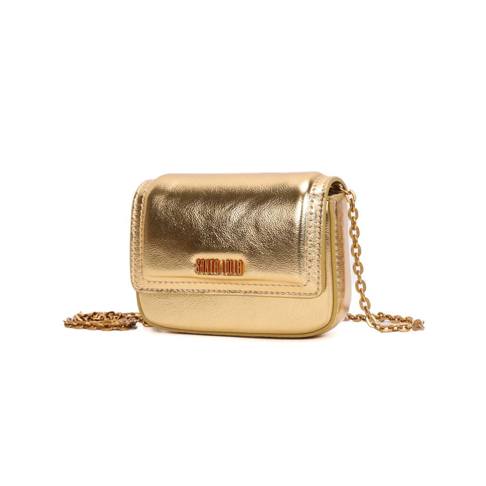 Bolsa Transversal Santa Lolla Dourada Alça Corrente