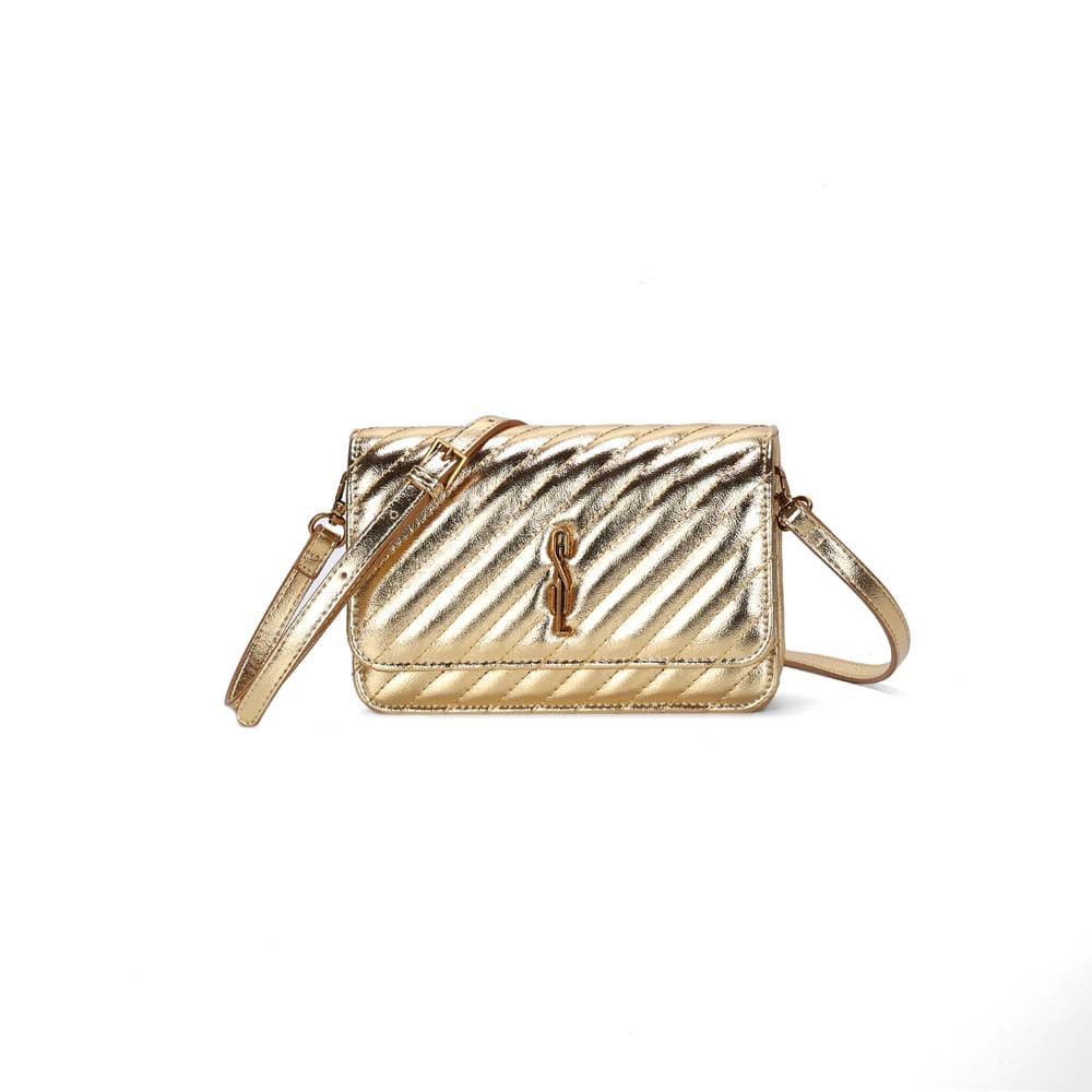 Bolsa Transversal Santa Lolla Dourada Matelassê