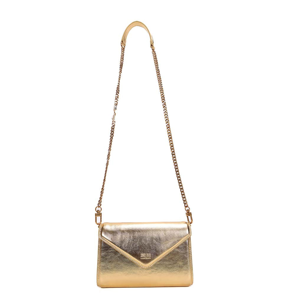 Bolsa Transversal Santa Lolla Dourada Metalizada