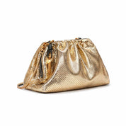 Bolsa Transversal Santa Lolla Dourada Snake Metalizada