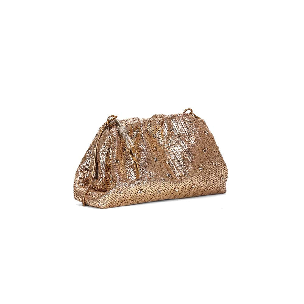 Bolsa Transversal Santa Lolla Dourada Tramada