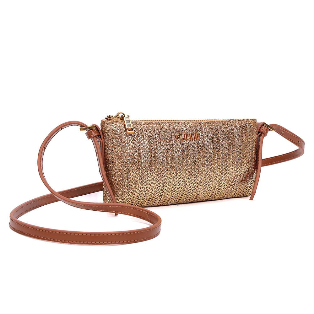 Bolsa Transversal Santa Lolla Dourada Tramada