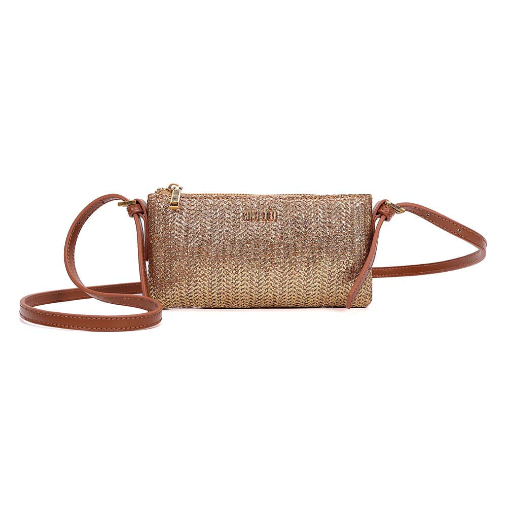 Bolsa Transversal Santa Lolla Dourada Tramada