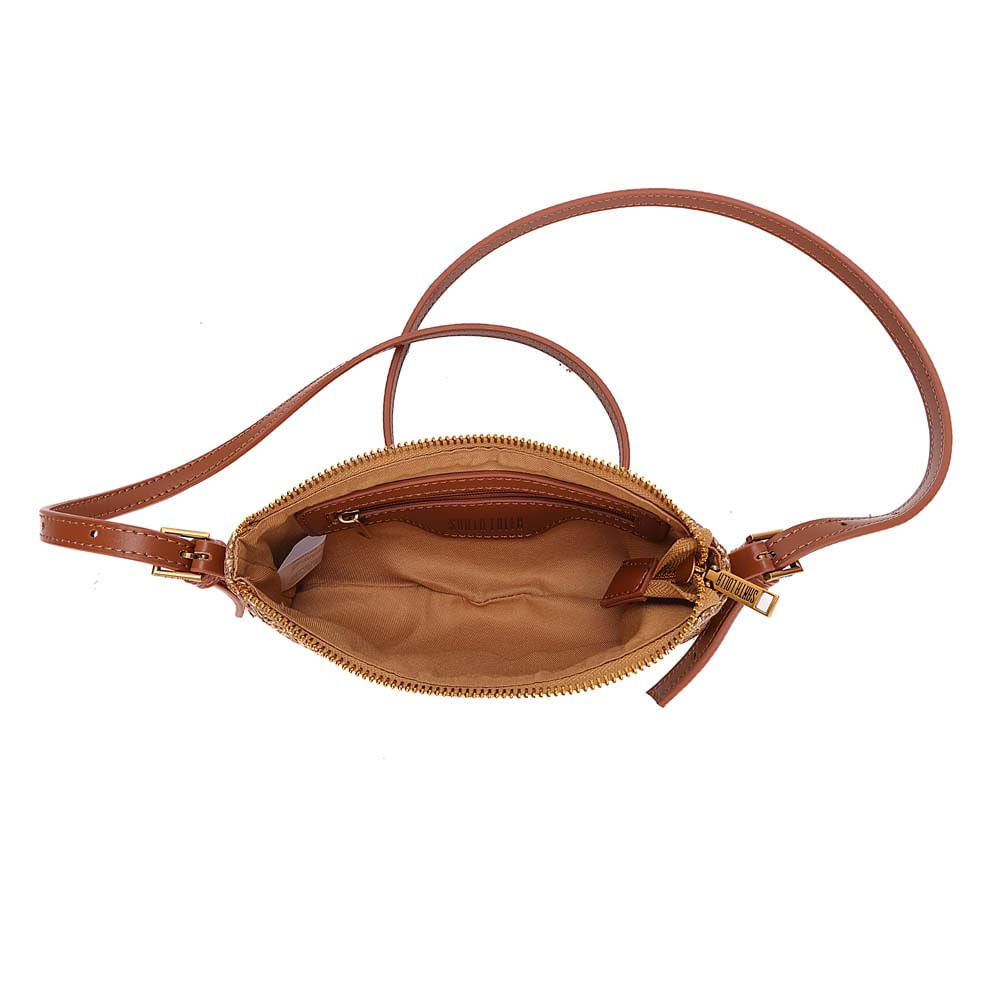 Bolsa Transversal Santa Lolla Dourada Tramada