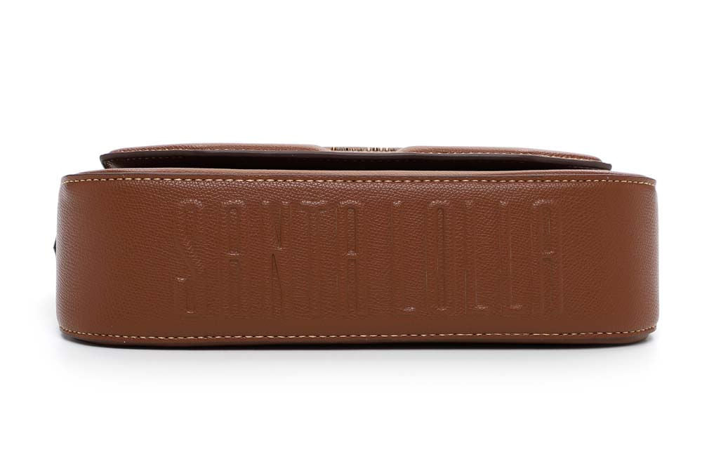 Bolsa Transversal Santa Lolla Marrom Aba Costura Aparente
