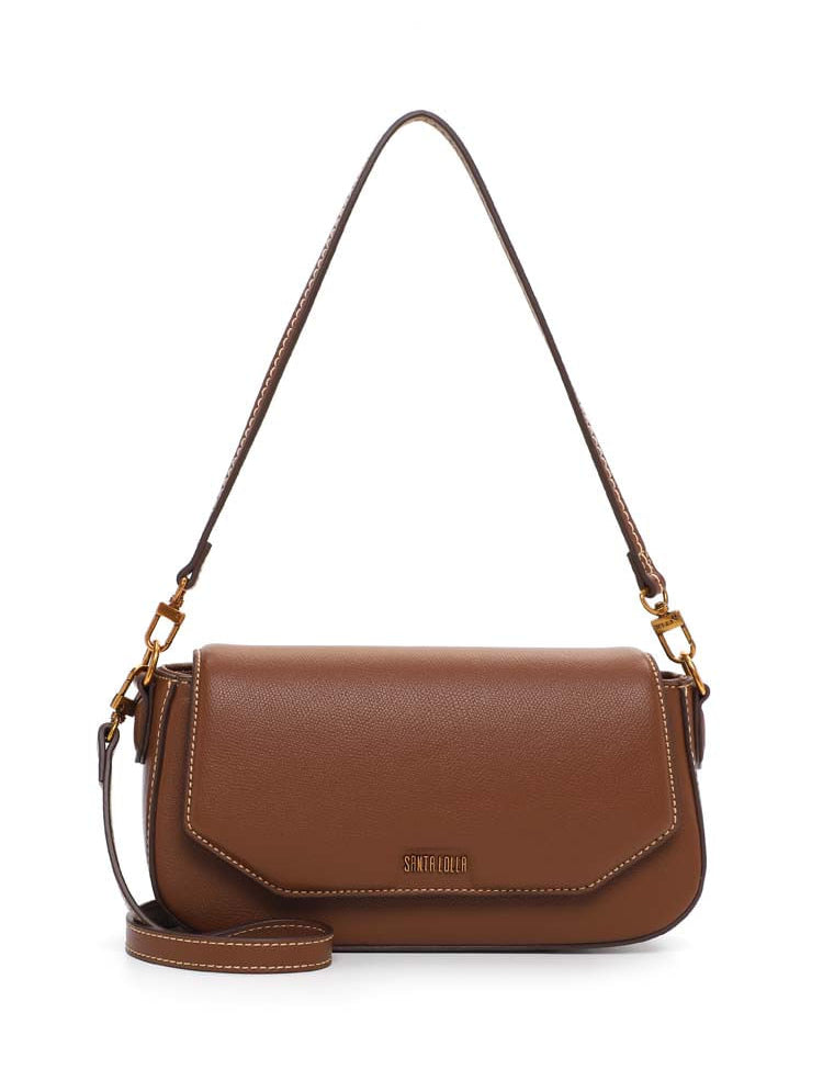 Bolsa Transversal Santa Lolla Marrom Aba Costura Aparente