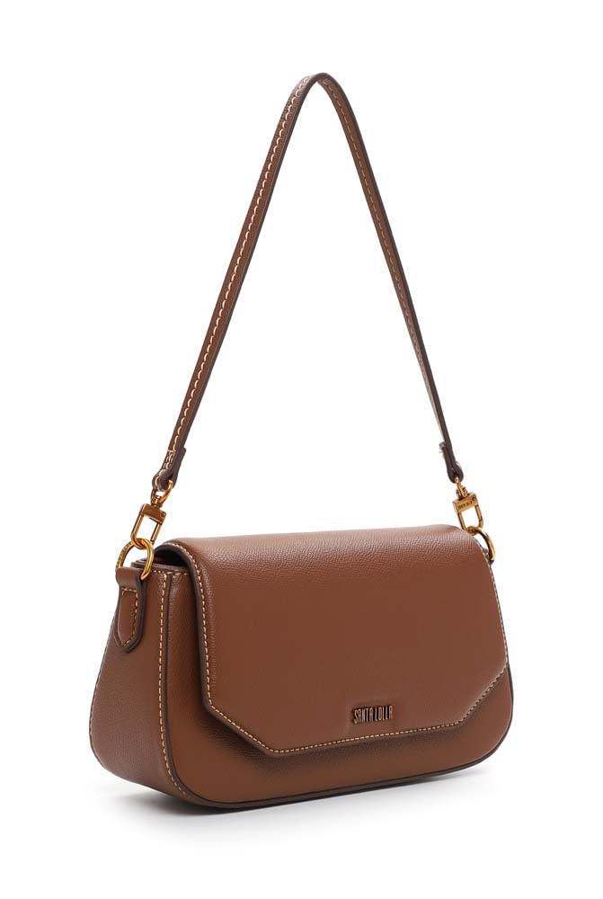 Bolsa Transversal Santa Lolla Marrom Aba Costura Aparente