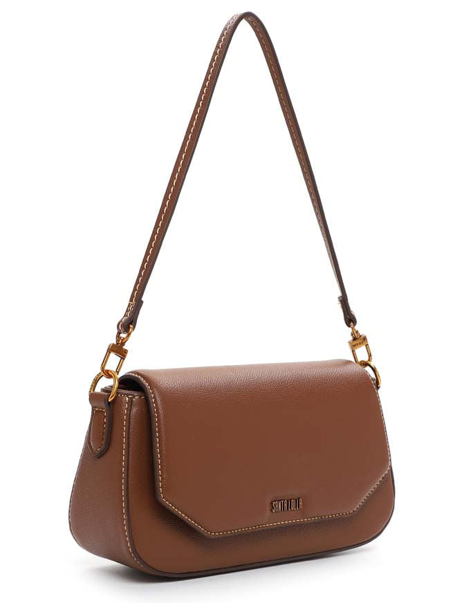 Bolsa Transversal Santa Lolla Marrom Aba Costura Aparente