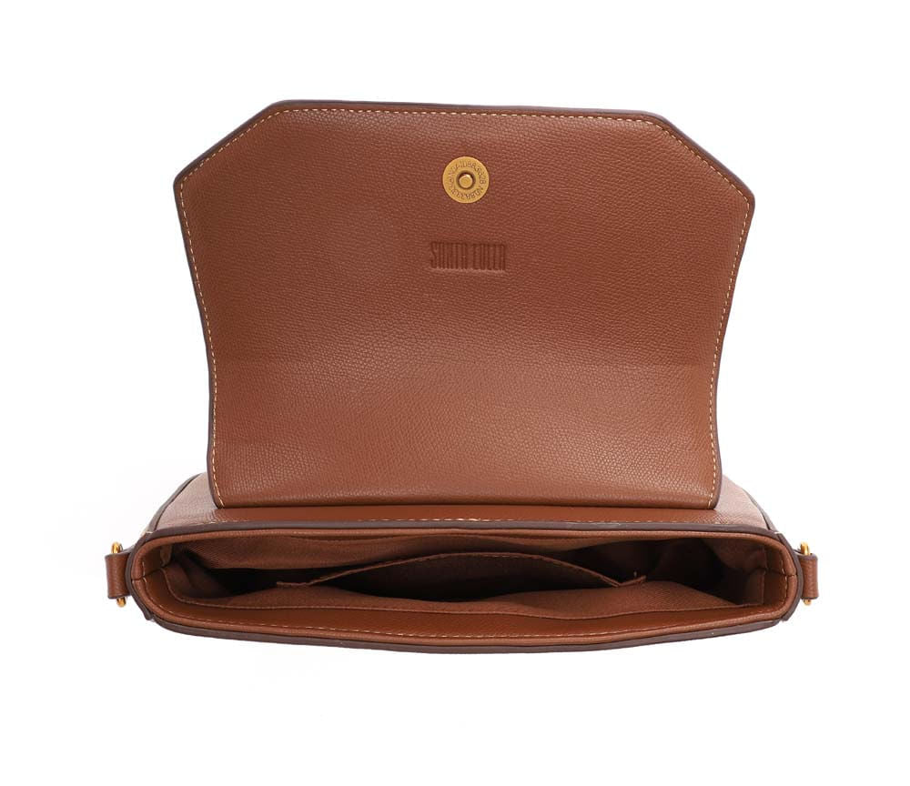 Bolsa Transversal Santa Lolla Marrom Aba Costura Aparente