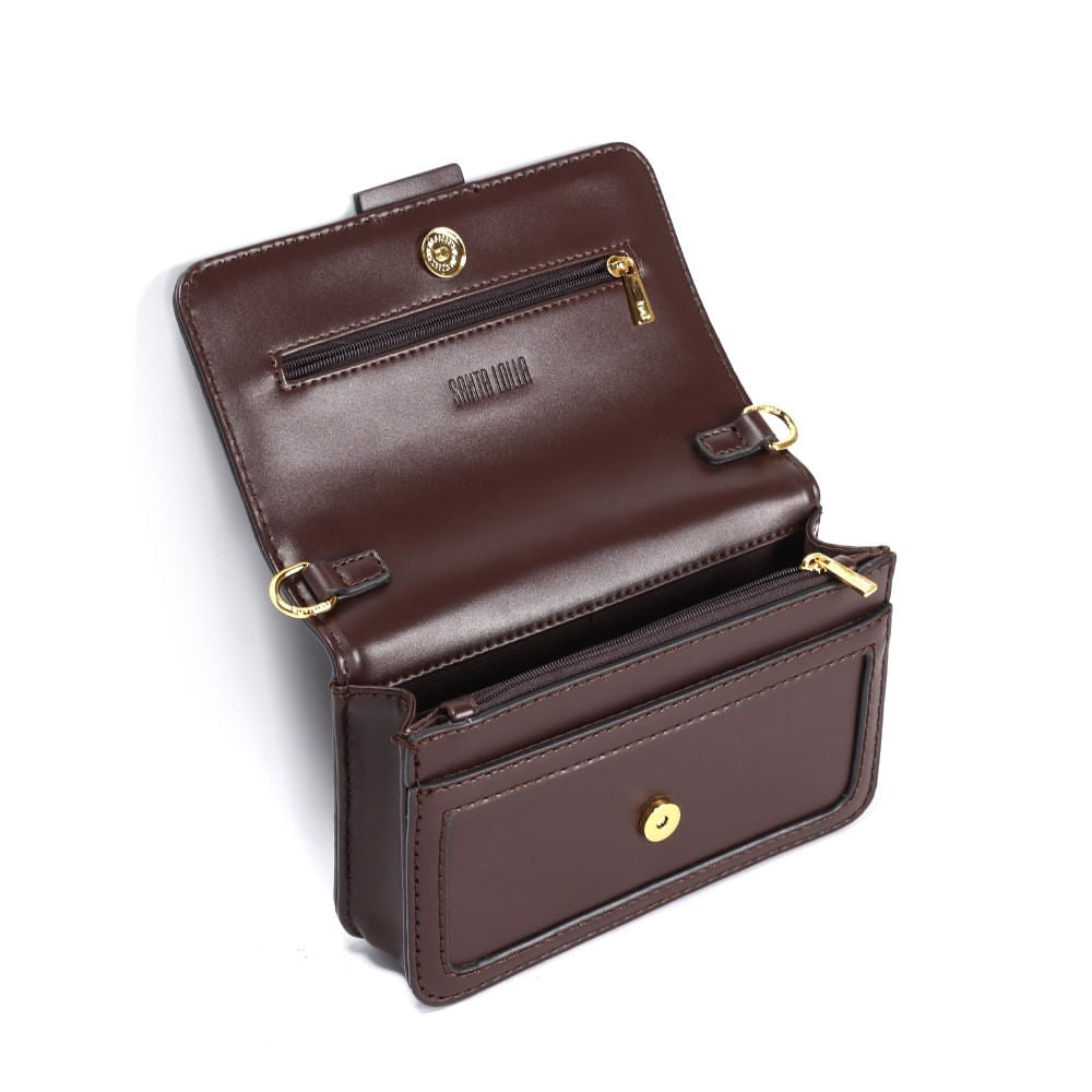 Bolsa Transversal Santa Lolla Marrom Aba E Alças Removíveis