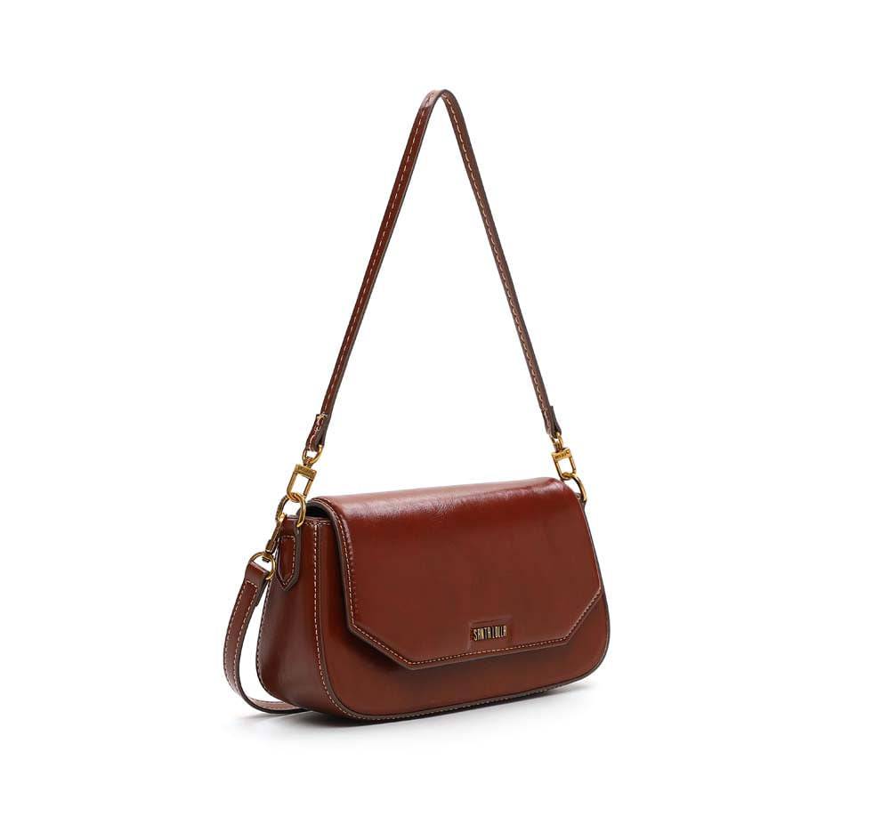 Bolsa Transversal Santa Lolla Marrom Aba Fecho Magnético