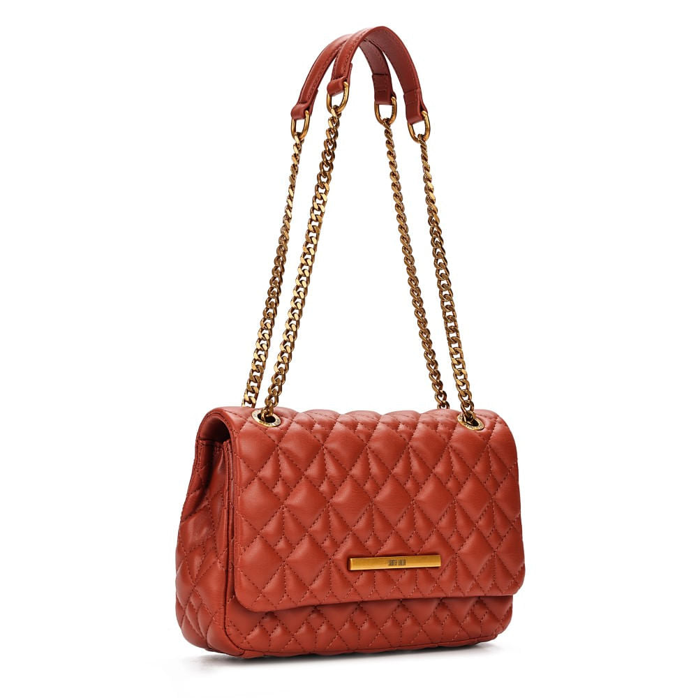 Bolsa Transversal Santa Lolla Marrom Alça Correntes