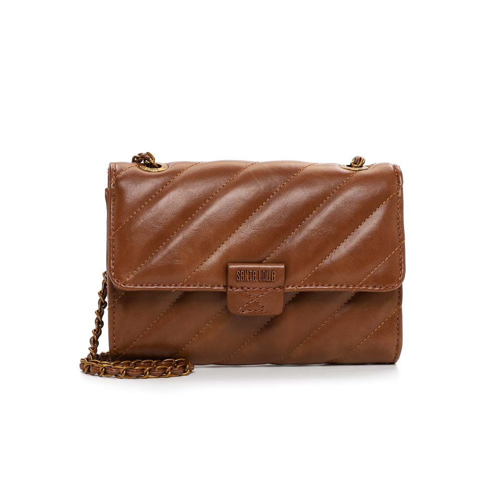 Bolsa Transversal Santa Lolla Marrom Matelassê Corrente