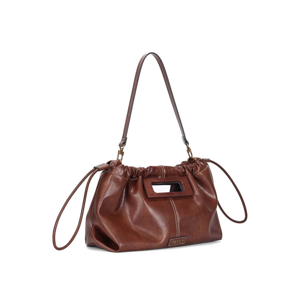 Bolsa Transversal Santa Lolla Marrom Topo Franzido