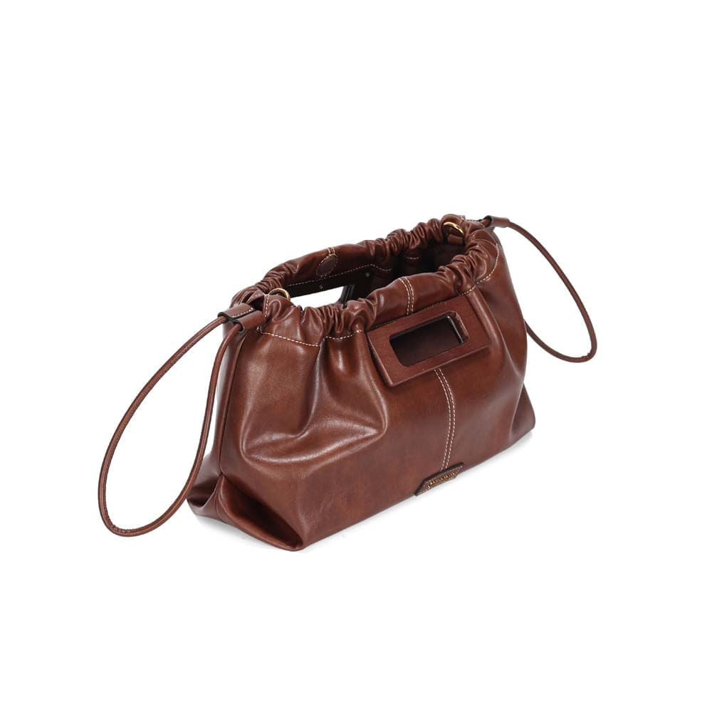 Bolsa Transversal Santa Lolla Marrom Topo Franzido