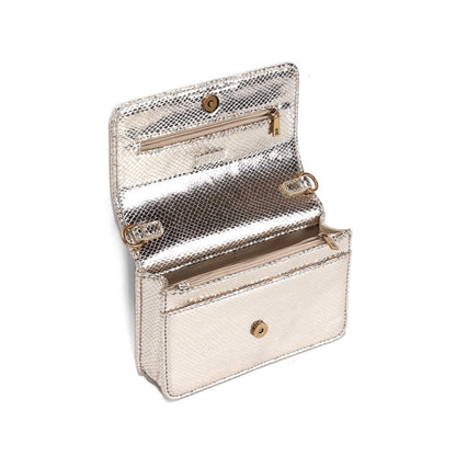 Bolsa Transversal Santa Lolla Metalizada Dourada