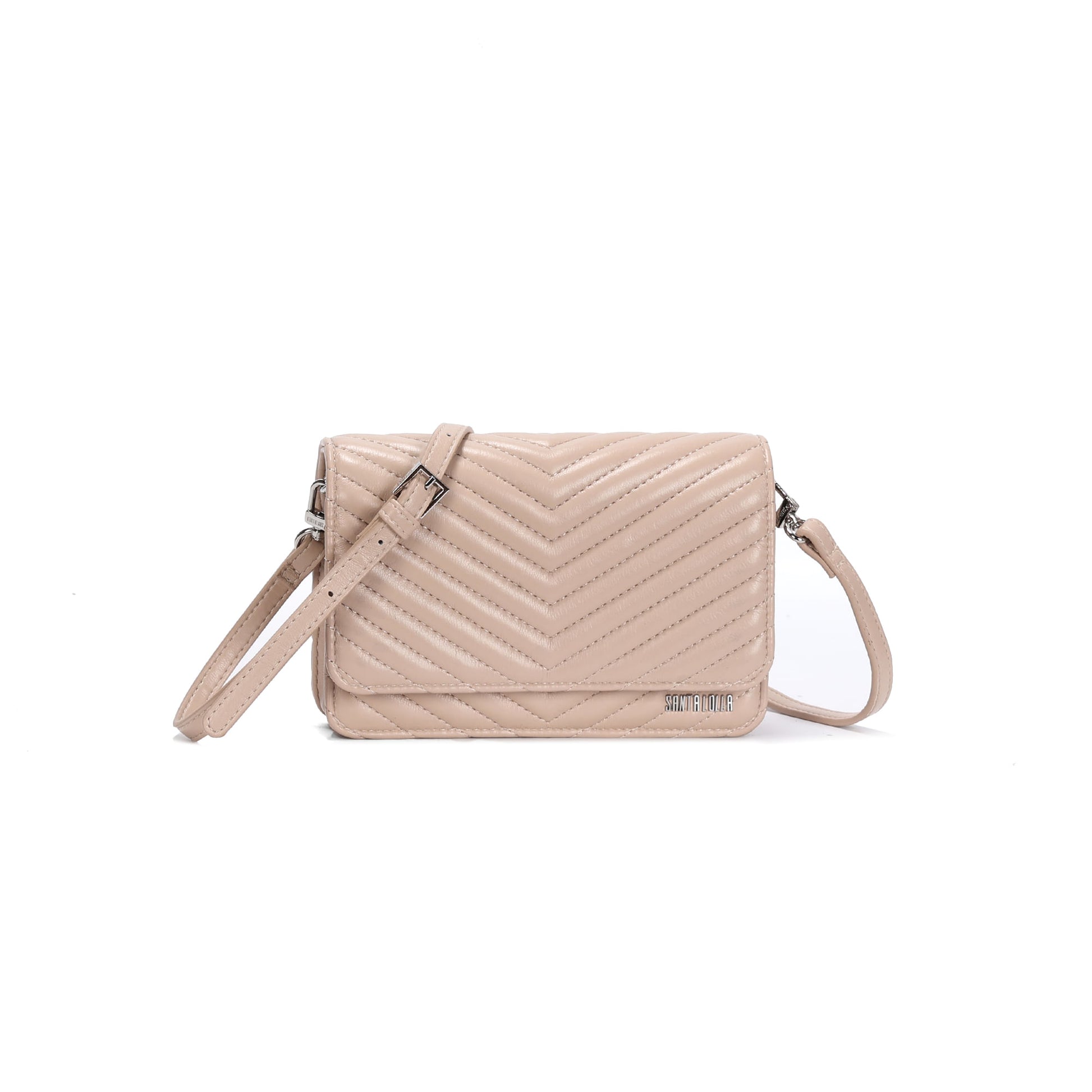 Bolsa Transversal Santa Lolla Nude Matelassê Chevron