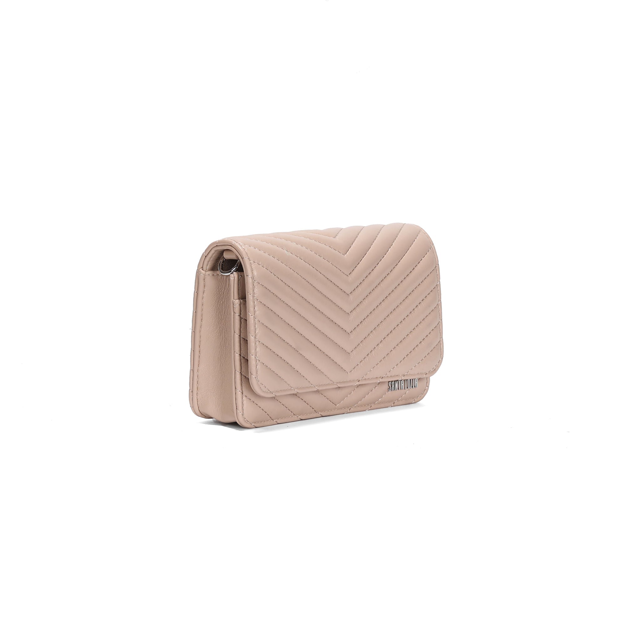Bolsa Transversal Santa Lolla Nude Matelassê Chevron