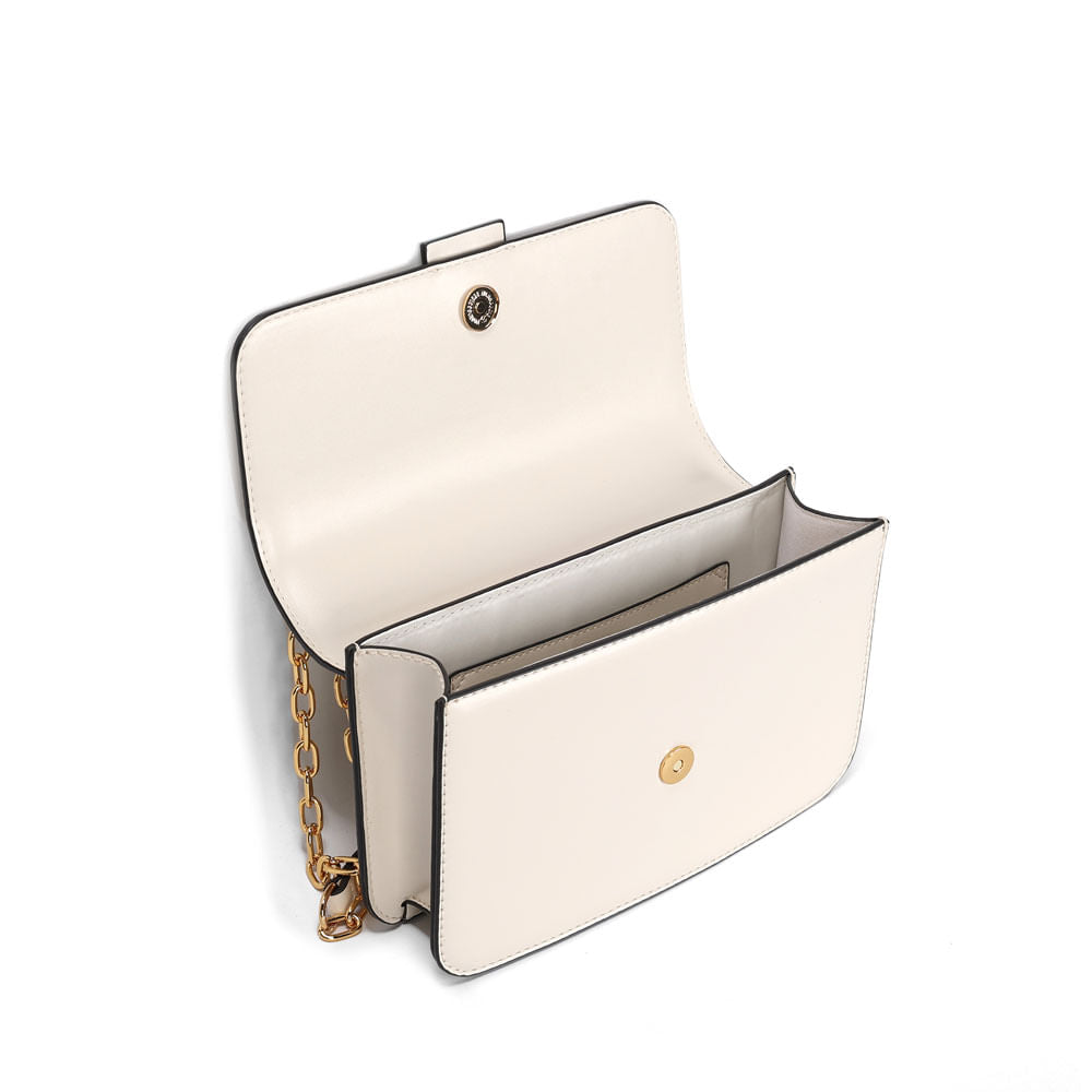 Bolsa Transversal Santa Lolla Off White Alça Correntes