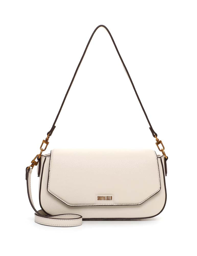 Bolsa Transversal Santa Lolla Off White Contorno Marrom