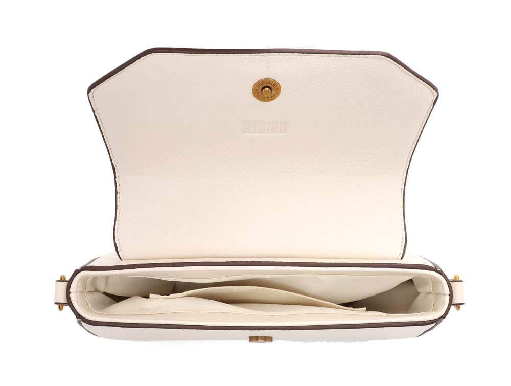 Bolsa Transversal Santa Lolla Off White Contorno Marrom