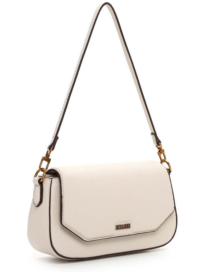 Bolsa Transversal Santa Lolla Off White Contorno Marrom