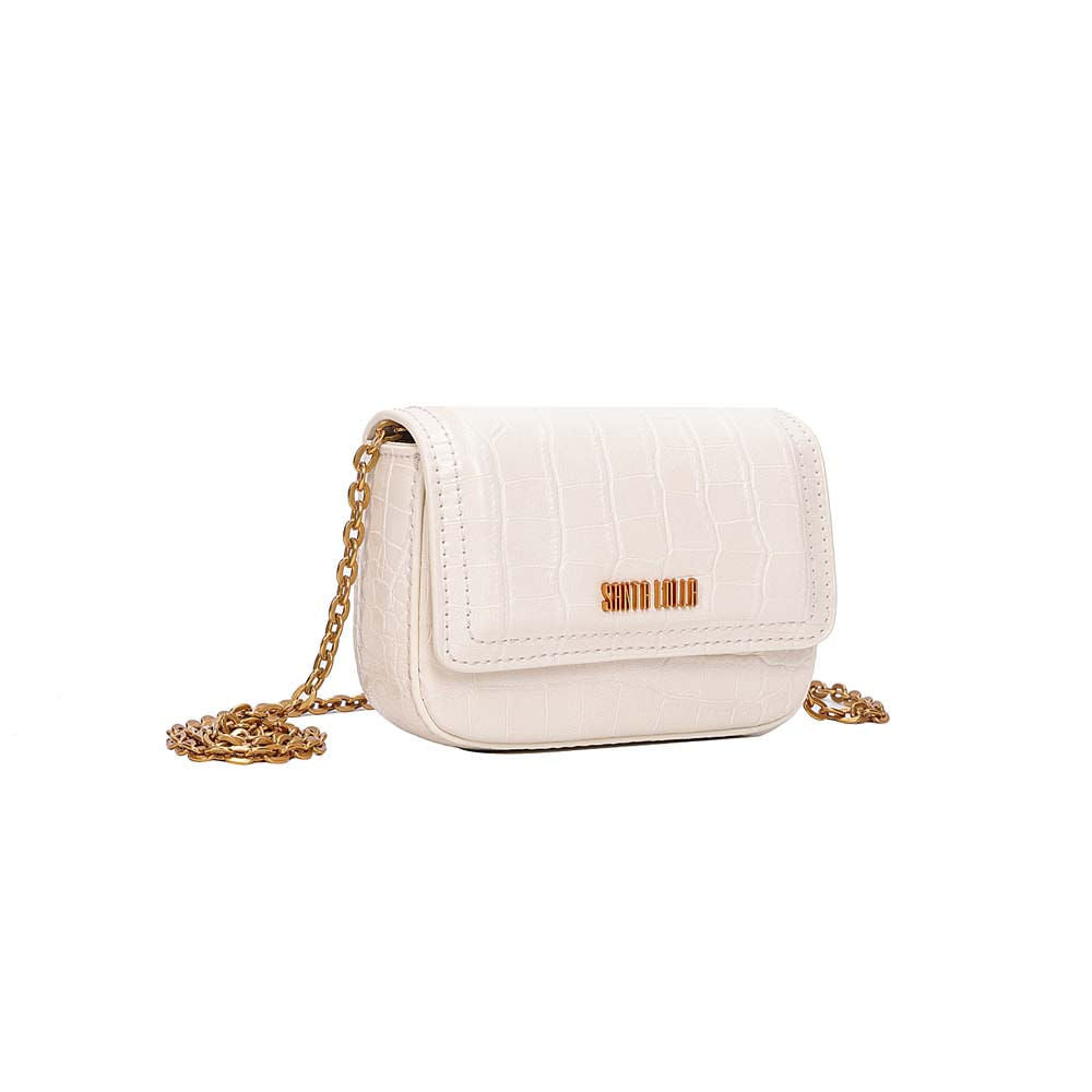 Bolsa Transversal Santa Lolla Off White Croco Corrente