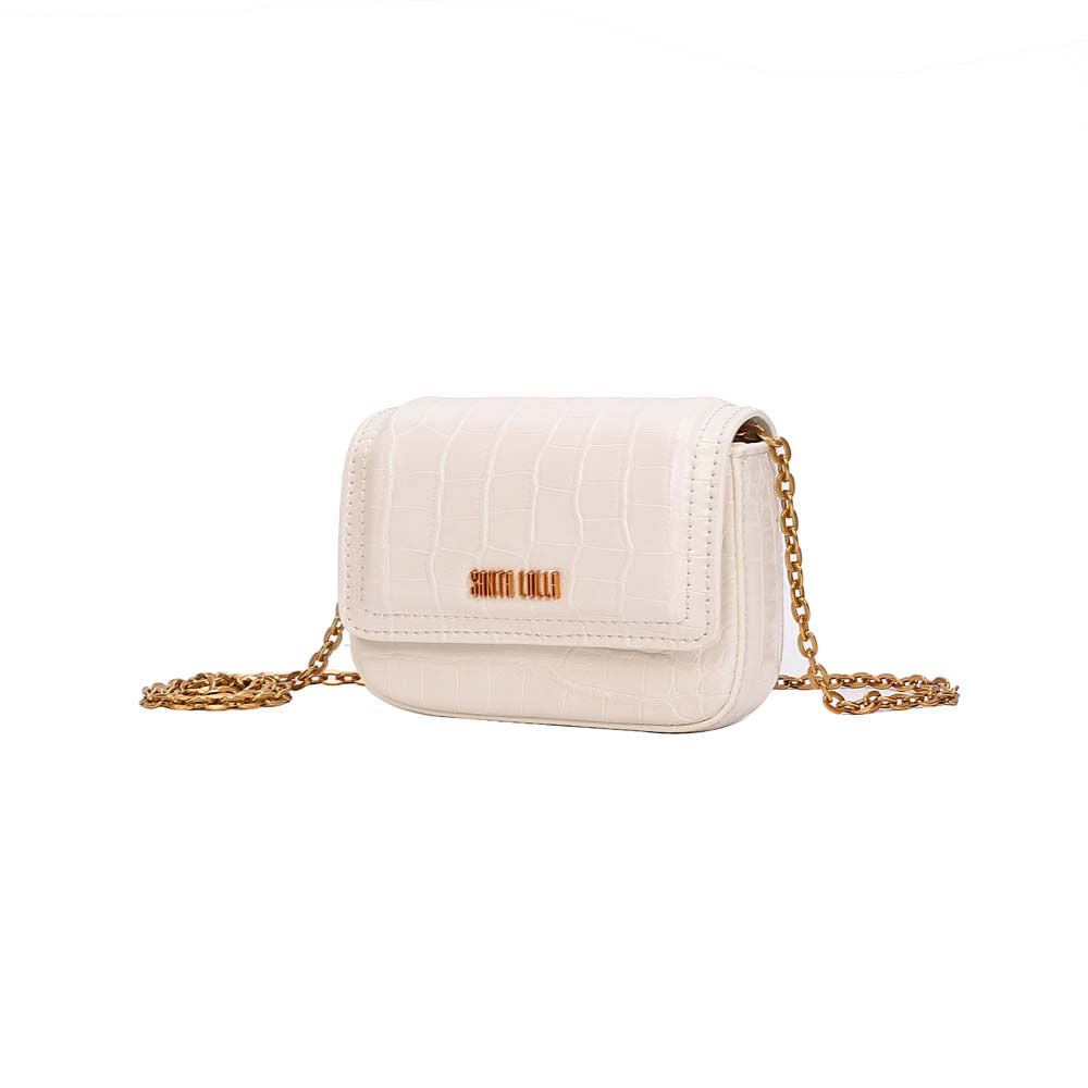 Bolsa Transversal Santa Lolla Off White Croco Corrente