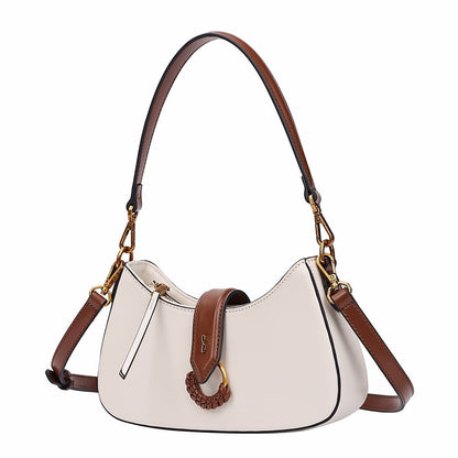Bolsa Transversal Santa Lolla Off White Detalhe Marrom