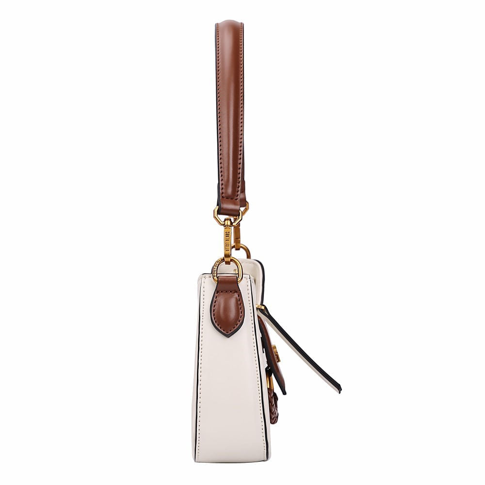 Bolsa Transversal Santa Lolla Off White Detalhe Marrom