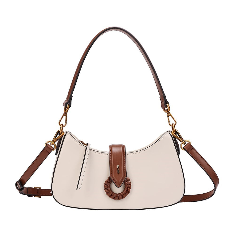 Bolsa Transversal Santa Lolla Off White Detalhe Marrom